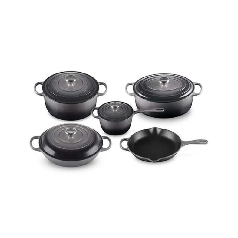 Five-Piece Enameled Cast Iron Cookware Collection